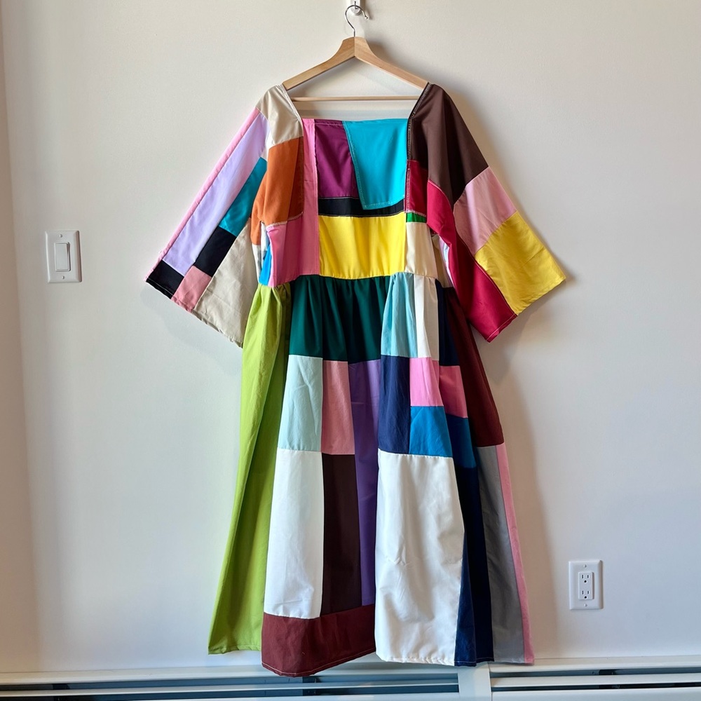Handmade Quilted Patchwork Colorblock Dress SKU 02261 - Picture 3 of 16